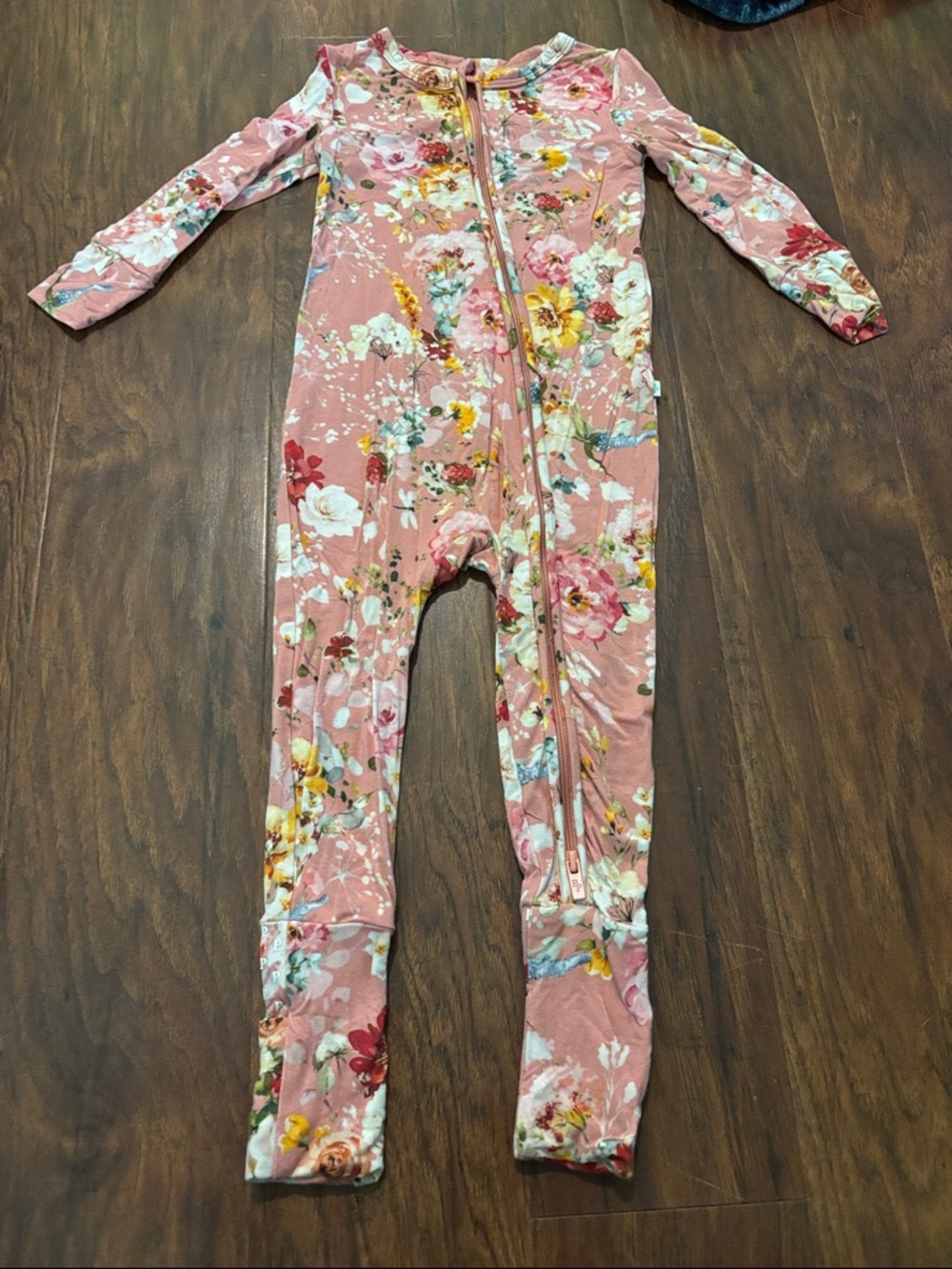 Posh Peanut Dusty Pink Floral Zipper Convertible Footie